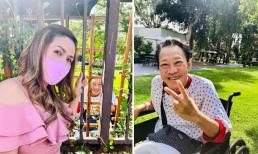 Khoảnh khắc xúc động của nhạc sĩ Lê Quang khi ngồi xe lăn, chúc mừng sinh nhật vợ qua hàng rào bệnh viện