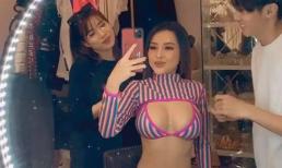 Ngân 98 xuất hiện với đôi môi tều lạ lẫm và vòng một o ép cực độ