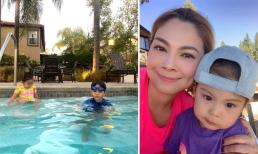 Còn bé xíu nhưng con gái Thanh Thảo đã rất thương anh trai Jacky