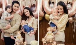 Trịnh Gia Dĩnh và bà xã Hoa hậu tổ chức tiệc mừng 100 ngày tuổi cho cậu út siêu đáng yêu