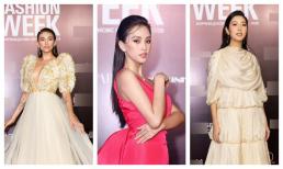 Tiểu Vy, Lương Thuỳ Linh “đọ” nhan sắc tại tuần lễ thời trang