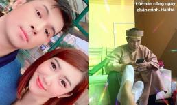 Thúy Ngân hào hứng khoe ảnh tình tứ bên Trương Thế Vinh: 'Lúc nào cũng ngay chân mình'