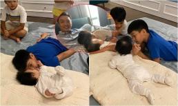 Cường Đôla khoe ảnh Subeo trìu mến chơi đùa cùng em gái: 'Những giây phút bình yên nhất'