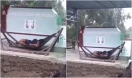 Vợ mất 4 tuần, chồng ngày nào cũng mắc võng nằm cạnh mộ khóc bất kể nắng mưa khiến nhiều người xúc động