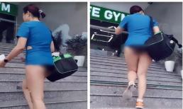 Bà mẹ 'thả rông' vòng một dạo chơi khắp Sài Gòn lại gây sốc khi mặc quần chip đến phòng tập gym