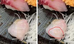 Hoảng hồn phát hiện món sushi hơn 2 triệu đồng có giun ngo ngoe 