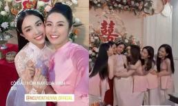 Dàn phù dâu hot nhất Vbiz diện đồ bà ba trong đám cưới Á hậu Thúy An tại Kiên Giang