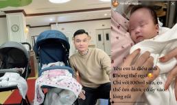 Không còn giấu kín, Khắc Việt lần đầu khoe ảnh cận mặt con gái song sinh 3 tháng tuổi