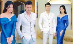 Đứng cạnh siêu mẫu Vĩnh Thụy, Hoa hậu Đỗ Thị Hà bẽn lẽn cười tít mắt, ngại ngùng thế này