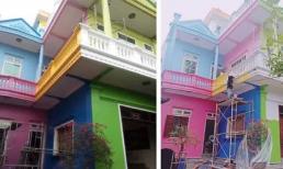 Căn nhà sơn đủ màu sắc loè loẹt nhìn mà nhức mắt, nhiều người tò mò về mục đích của gia chủ