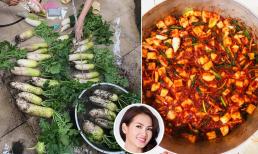 Anh Thư thu hoạch củ cải đường Hàn Quốc, tự tay làm kim chi