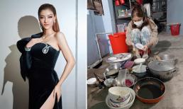 Làm Á hậu sang chảnh là thế, về nhà Kiều Loan vẫn vật lộn với đống bát đũa