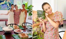 Đang ở Singapore, Thu Minh lần đầu gói bánh cùng Hoàng Oanh và Bằng Lăng