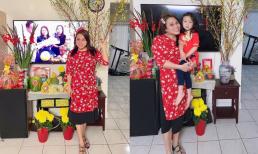 Vợ cũ Hoàng Anh và con gái diện áo dài đỏ gửi lời cảm ơn khán giả trong ngày đầu năm mới