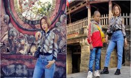 Bà mẹ nghiện 'thả rông' lại gây sốc khi dắt con trai đi du xuân ở chốn tâm linh