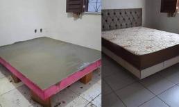 Tự xây giường gạch, bê tông chắc chắn thay cho giường gỗ, nhưng dân mạng lại nhận xét giống như nhà xác