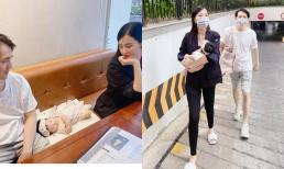 Đi ăn 8/3, con gái Đông Nhi và Ông Cao Thắng bất chấp 'đánh chiếm diện tích' chỗ ngồi của bố mẹ