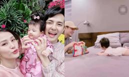 Đông Nhi và Ông Cao Thắng hào hứng khi cổ vũ cho con gái 5 tháng tuổi tập trườn
