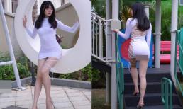 Gái xinh mặc váy 'Quỳnh búp bê' đến khu vui chơi trẻ em khiến nhiều người 'gai mắt'