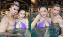 Chụp ảnh với Lương Bằng Quang ở hồ bơi, Ngân 98 trưng vòng một ngồn ngộn như muốn trào ra ngoài