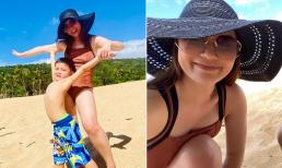 Bà xã Đan Trường đăng ảnh mặc áo tắm, nhưng vòng một phẳng khác hẳn trước gây chú ý