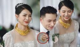 Bà xã Phan Mạnh Quỳnh đeo vàng nặng trĩu trong đám cưới