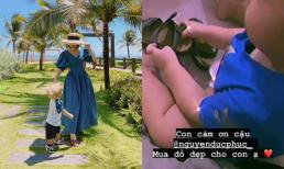 Đức Phúc mua giày tặng con trai Hòa Minzy, nhìn khoảnh khắc bé tự xỏ giày mà 'xỉu ngang' vì quá cưng