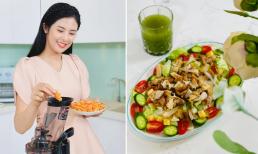 Hoa hậu Ngọc Hân bật mí cách làm salad gà, nước ép giảm cân
