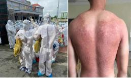 Những hình ảnh sau lớp áo bảo hộ của y, bác sĩ nơi tâm dịch Bắc Giang khiến nhiều người xót xa