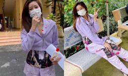 Khánh Vân kín như bưng nhưng nổi bần bật khi diện nguyên bộ pyjama in hình mình ngay tại khu cách ly