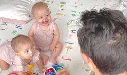 Thái độ trái ngược của cặp song sinh nhà Hà Hồ khi 'tham dự' lớp học của ba Kim Lý