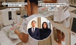 Con gái Hà Tăng 4 tuổi đã tự lập như người lớn, đích thân rửa chén bát cho cả gia đình không cần ai trợ giúp 
