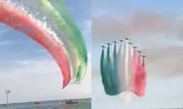 Phi đội bay không quân Italia 'thêu hoa dệt gấm' trên bầu trời để mừng đội nhà vô địch EURO