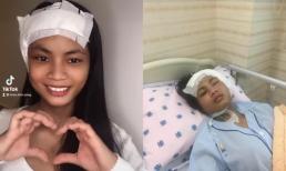 Châu Kim Sang bất ngờ tái xuất hậu phẫu thuật, đầu vẫn băng bó nhưng nhan sắc đã tươi tắn hơn nhiều