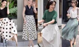 Phụ nữ có gu ăn mặc thích mặc 'chân váy dài cạp cao', vừa che được bụng, vừa có vẻ gầy, lại dễ mang khí chất tao nhã