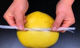 Hôm nay tôi mới biết một sợi dây có thể lột được một quả bưởi hoàn chỉnh, vỏ và múi có thể dễ dàng tách rời nguyên vẹn