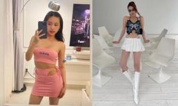 Hot girl Thúy Vi mặc váy giả nội y tam giác nhưng độ gợi cảm kém xa Ngọc Trinh