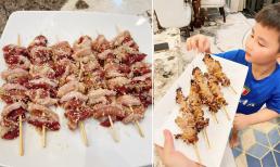 Bà xã Đăng Khôi bật mí công thức làm thịt xiên nướng bằng nồi chiên không dầu khiến con trai thích mê