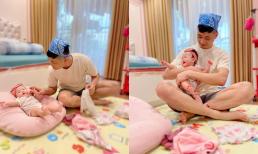Bảo Thanh khoe loạt ảnh chồng chăm con: Nhìn cách trùm khăn đội đầu cùng loạt cử chỉ lúng túng mới hài hước làm sao