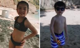 2 nhóc tì nhà 'Mỹ nhân đẹp nhất Philippines' lớn nhanh như thổi, mặc đồ bơi ra dáng hot girl, hot boy nhí 