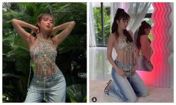 Ngọc Trinh gần như lộ hết vòng một với nội y đá quý, lộ luôn cả miếng dán ngực phản cảm