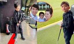 Vắng chồng cũ Đan Trường, Thủy Tiên đưa bé Thiên Từ đi đánh golf, nhóc tỳ đam mê đúng chuẩn đại gia