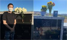Vừa sang Mỹ, Dương Triệu Vũ đến thăm mộ cố nghệ sĩ Chí Tài, xúc động nhớ tiếng đàn của 'đàn anh'