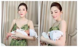 Saka Trương Tuyền khoe vóc dáng thon thả dù trong thời gian ở cữ, biểu cảm đáng yêu của nhóc tì lại gây chú ý