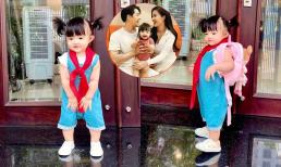 Con gái Đông Nhi đáng yêu trong loạt ảnh đeo khăn quàng và mang cặp đi học, Ông Cao Thắng trêu chọc nhóc tỳ: 'Học sinh mê chơi quá'