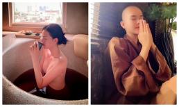 Lê Ngọc Trinh khoe ảnh bán nude hở bạo vòng một nhưng bị cư dân mạng nghi ngờ ảnh cạo trọc trước đó là photoshop