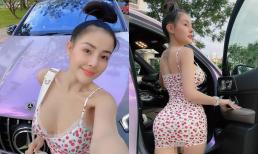 Ngân 98 tạo dáng uốn éo và gợi cảm bên 'xế hộp' tiền tỷ được Lương Bằng Quang dành tặng