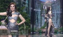 Bán kết Miss Grand International 2021: Mỹ nhân Hàn gây 'thót tim' vì xém lộ hàng khi diện đầm dạ hội