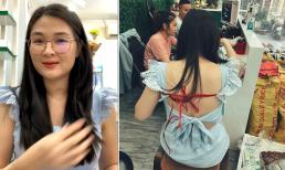 Diện váy đẹp để livestream nhưng phía sau của bà xã Huy Khánh làm dân mạng 'hết hồn'