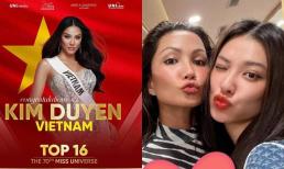 Hoa hậu H'Hen Niê động viên đến Kim Duyên khi dừng chân tại Top 16 Miss Universe 2021